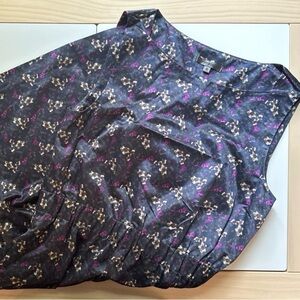 Premise Shiny Navy Pink Cream Floral Sleeveless Shift Dress 8 POCKETS